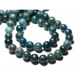 10pz - Perline di pietra - Sfere di apatite 5-6mm anatra pavone verde blu - 8741140022157 