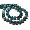 2pc - Perles de Pierre - Apatite Boules 8mm bleu vert paon canard - 8741140022164 