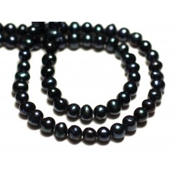 10pc - Freshwater Cultured Pearls Balls 4-5mm Iridescent Black - 8741140020948 