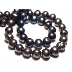 6pz - Palline di perle coltivate d'acqua dolce 10-12mm Nero iridescente - 8741140020993 