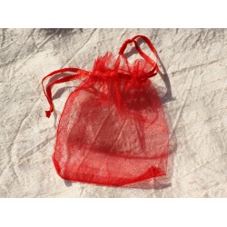 100pc - Sacs Pochettes Cadeaux Bijoux Tissu Organza Rouge 10x8cm 4558550016560 