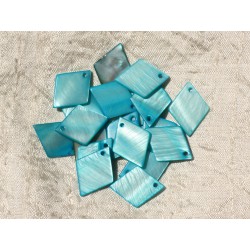 10pc - Perles Breloques Pendentifs Nacre Losanges 21mm Bleu Turquoise - 4558550004475 