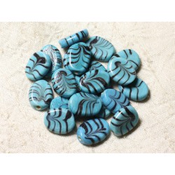 6pc - Perles en Verre Ovales 18x13mm Bleu Turquoise 4558550005113 
