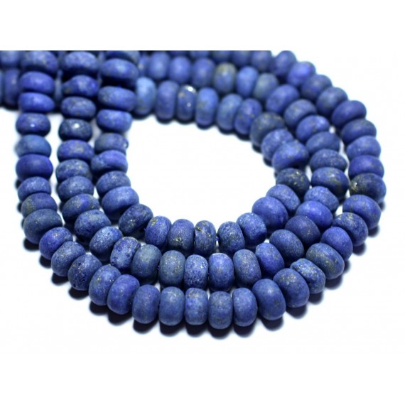 10pc - Perles de Pierre - Lapis Lazuli Mat Givré Rondelles 8x5mm - 8741140007840 