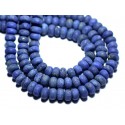 10pc - Perles Pierre - Lapis Lazuli Rondelles 8x5mm bleu roi nuit doré mat sablé givré - 7427039737654