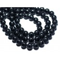 6pc - Perlas de piedra - Ónix Frosted sandblasted mate negro Bolas de línea 10mm - 8741140007925 