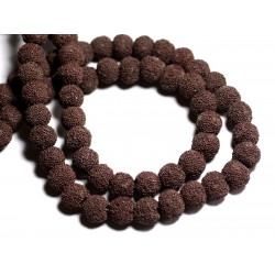 10pc - Perles de Pierre - Lave Boules 10mm Marron Chocolat - 8741140001206 