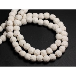 10pc - Perles de Pierre - Lave Boules 10mm Blanc crème - 8741140001213 
