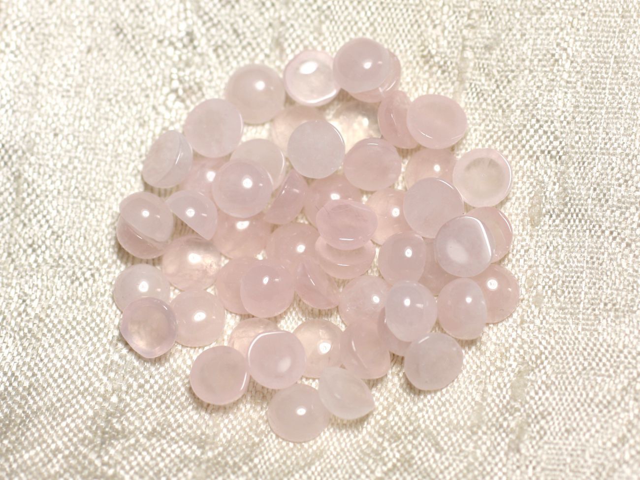 4 piezas Cuarzo rosa piedra plana redonda-Back cabujones de 13 mm