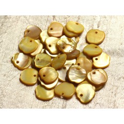 10pc - Perles Breloques Pendentifs Nacre Pommes 12mm Jaune Doré - 4558550004550 