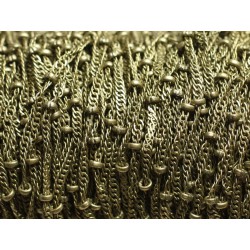 1 mètre - Chaîne Mailles et Perles Métal Bronze Qualité 1.8 - 2mm 4558550008220 