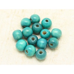 10pc - Perles Bois Boules 12-14mm Bleu Turquoise 4558550000361