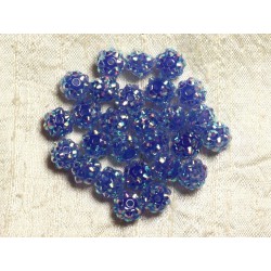 10pc - Perles Shamballas Résine 10x8mm Bleu 4558550006899