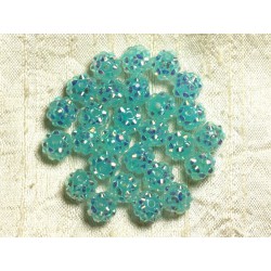 10pc - Perles Shamballas Résine 10x8mm Bleu Turquoise N°3 4558550007315