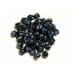 10pc - Perles Shamballas Résine 8x5mm Noir Bleu et Multicolore 4558550008893