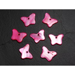 10pc - Perles Breloques Pendentifs Nacre Papillons 20mm Rouge Rose 4558550012807