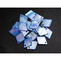 10pc - Perles Breloques Pendentifs Nacre Losanges 21mm Bleu 4558550018137