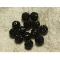 4pc - Polymer Bead and Glass Strass 8mm Black 4558550022226 