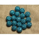 10pc - Polymer Bead and Glass Strass 10mm Blue Green 4558550022608 