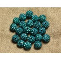 10pc - Polymer Bead and Glass Strass 8mm Blue Green 4558550022790 