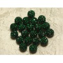 10pc - Polymer Bead and Glass Strass 8mm Green 4558550022035 