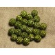 10pc - Perle Polymère et Strass Verre 10mm Vert Olive 4558550022936 