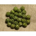 10pc - Polymer Bead and Glass Strass 10mm Olive Green 4558550022936 