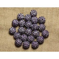 8pc - Perle Polymère et Strass Verre 10mm Violet et Mauve 4558550023018 