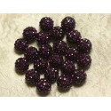 10pc - Polymer Bead and Glass Strass 10mm Purple 4558550023032 