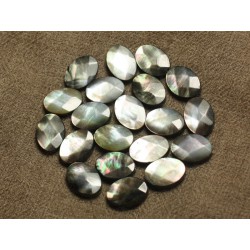 2pc - Perles Nacre Noire - Ovales Facettés 14x10mm   4558550023278 