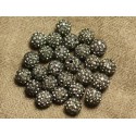 10pc - Polymer Pearl and Glass Strass 8mm Gray and White 4558550023957 