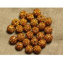 10pc - Polymer Bead and Glass Strass 8mm Orange 4558550024220 