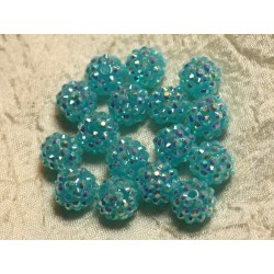 5pc - Perles Shamballas Résine 14x12mm Bleu Turquoise 4558550026460
