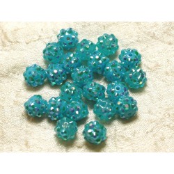 10pc - Perles Shamballas Résine 10x8mm Bleu Turquoise 4558550030108