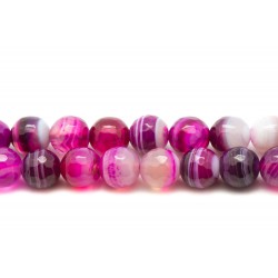 10pc - Perles de Pierre - Agate Rose Fuchsia Boules Facettées 8mm   4558550030849