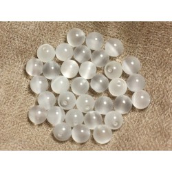 10pc - Perles en Verre Oeil de Chat Boules 8mm Blanc 4558550037374