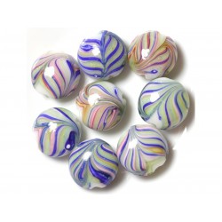 4pc - Palets Glass Beads 18mm Blue Green Pink Leaves 4558550038043