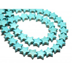 Fil 39cm 38pc env - Perles de Pierre Turquoise Synthèse Reconstituée Étoiles 12mm Bleu Turquoise 