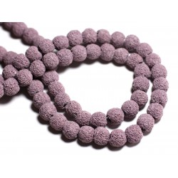 Fil 39cm 40pc env - Perles de Pierre - Lave Boules 10mm Violet Mauve 