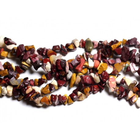 Fil 89cm 250pc env Perles de Pierre Jaspe Mokaite Multicolore Rocailles Chip