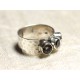 N227 - Bague Argent massif 925 martelé et Pierre - Quartz Fumé Ronds 5mm 