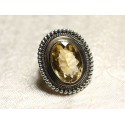 N229 - 925 Sterling Silver and Stone Ring - Golden Yellow Topaz Oval 16x12mm 