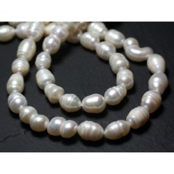 10pc - Perles de Culture Blanches Olives 5-7mm 4558550023612