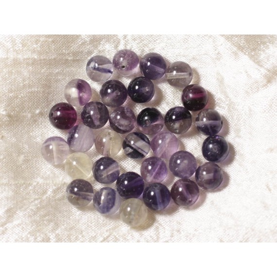 10pc - Perles de Pierre - Fluorite Violette Boules 8mm   4558550009913 