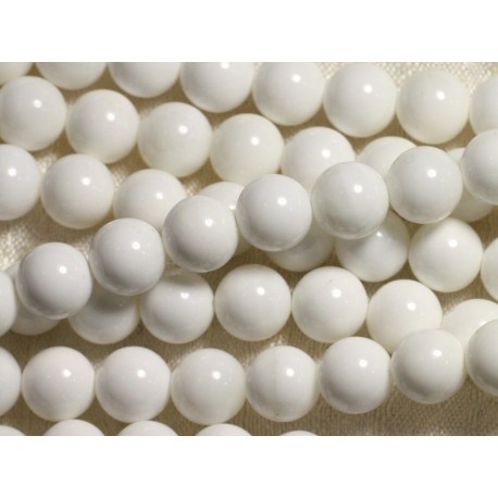 4558550035929 Perles Nacre blanche translucide Boules 14mm 2pc