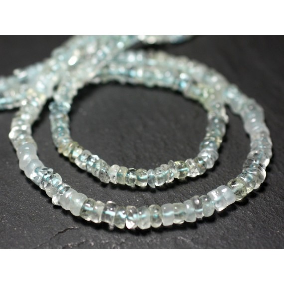 10pc - Perles de Pierre - Apatite Rondelles Heishi 3-4mm Bleu vert Paon - 7427039730310