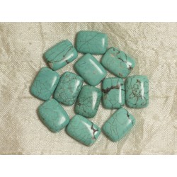 4pc - Perles Turquoise synthèse - Rectangles 18mm Bleu Turquoise 4558550033529