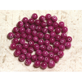 20pc - Perles de Pierre - Jade Boules 6mm Rose Fuchsia Rubis  4558550013026