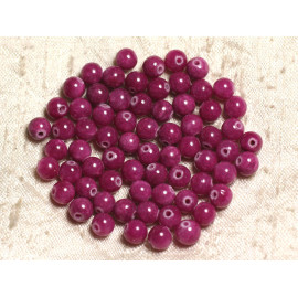 20pc - Perles Pierre - Jade Boules 6mm Rose fuchsia rubis framboise - 7427039736770