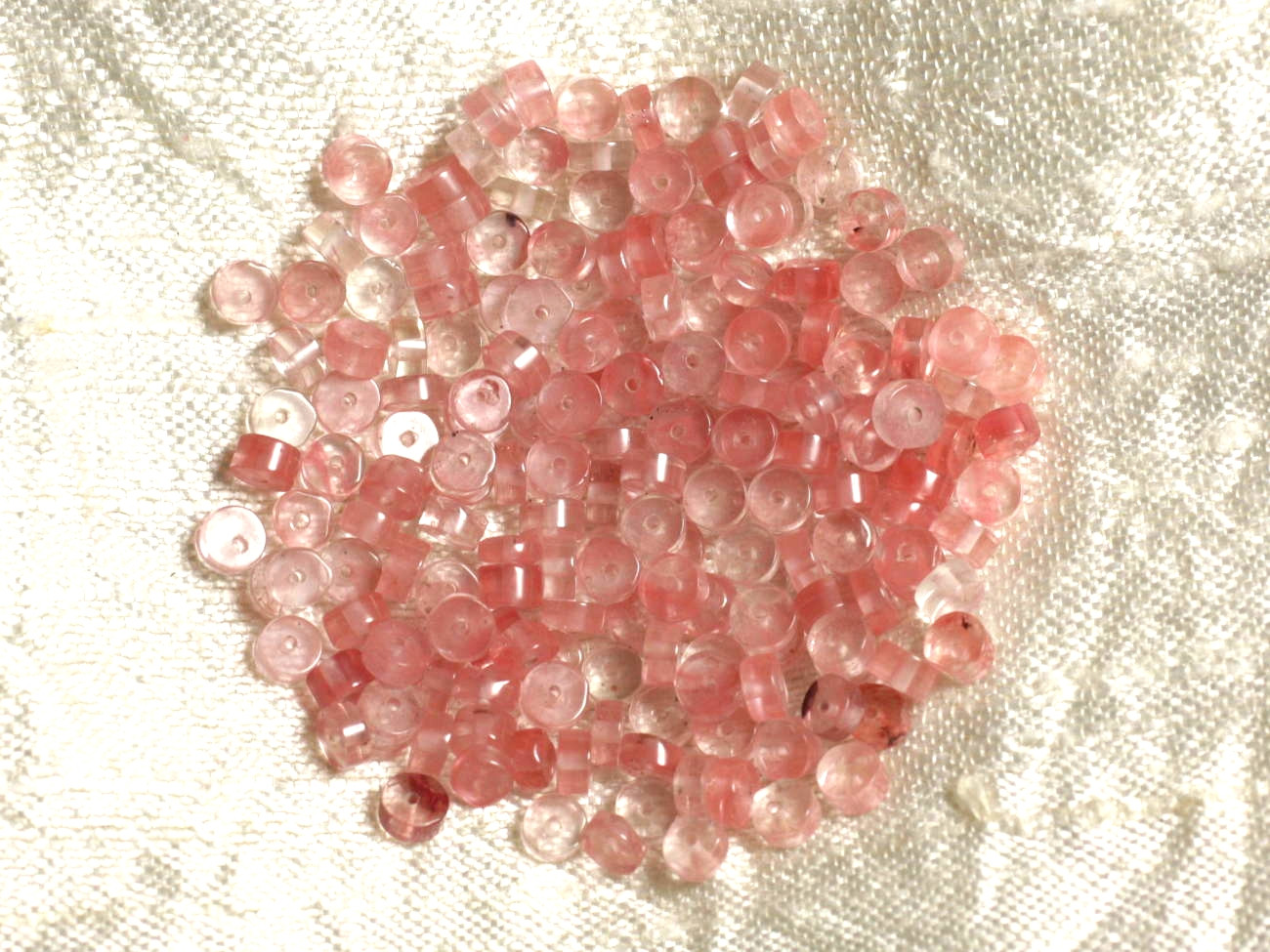 20pc - Perles de Pierre - Quartz Cerise Rondelles 6x4mm   4558550024435